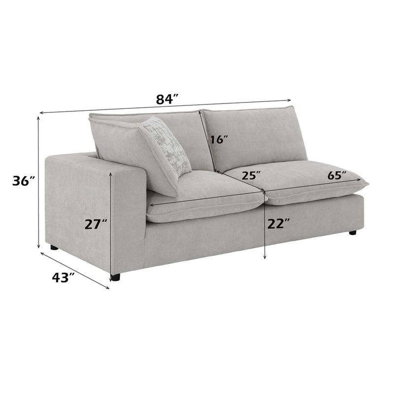 Marisa Modular Left Facing 84" Loveseat w/2 Pillows, Beige Boucle Acme
