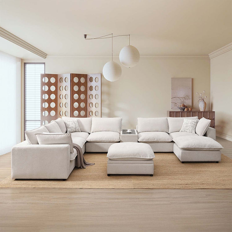 Marisa Modular RF 84" Loveseat w/2 Pillows, Beige Boucle Acme