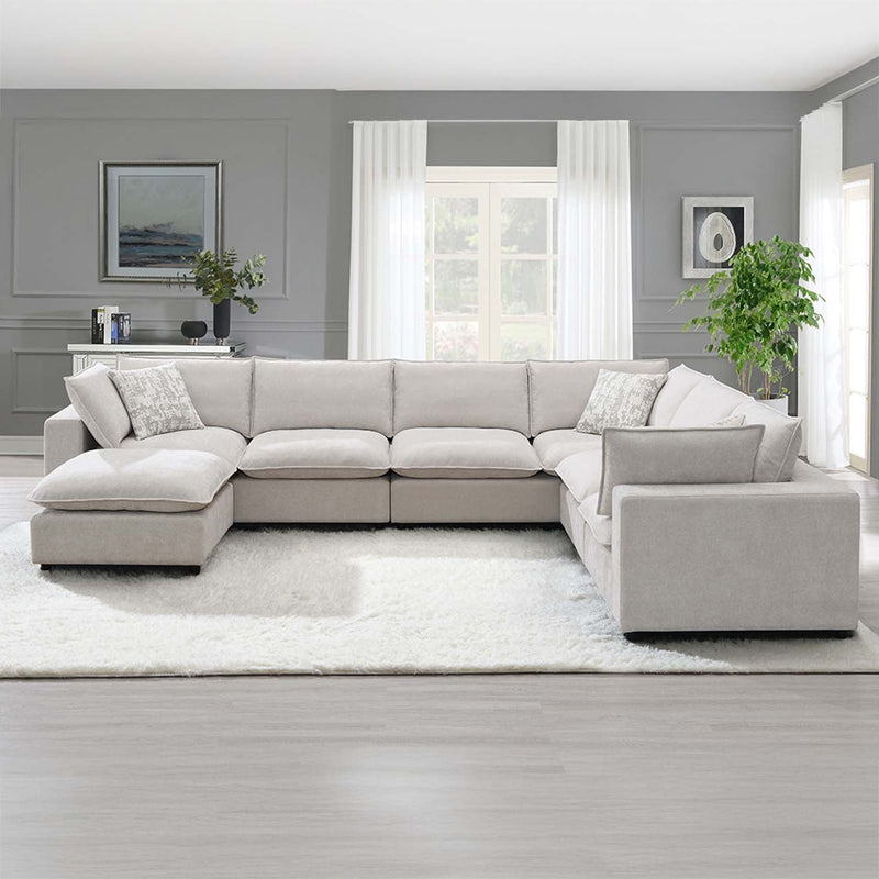Marisa Modular RF 84" Loveseat w/2 Pillows, Beige Boucle Acme