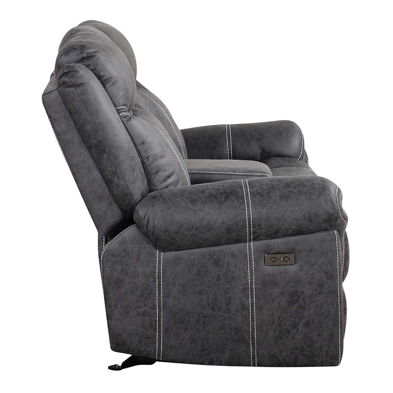 Zubaida Power Motion 75" Loveseat w/USB, Dark Gray Polish Microfiber Acme