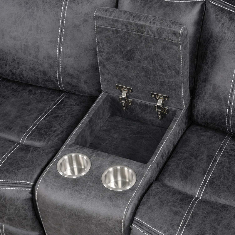 Zubaida Power Motion 75" Loveseat w/USB, Dark Gray Polish Microfiber Acme