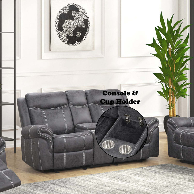 Zubaida Power Motion 75" Loveseat w/USB, Dark Gray Polish Microfiber Acme