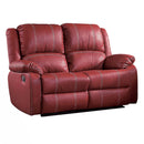 Zuriel Motion 56" Loveseat, Red Faux Leather Acme