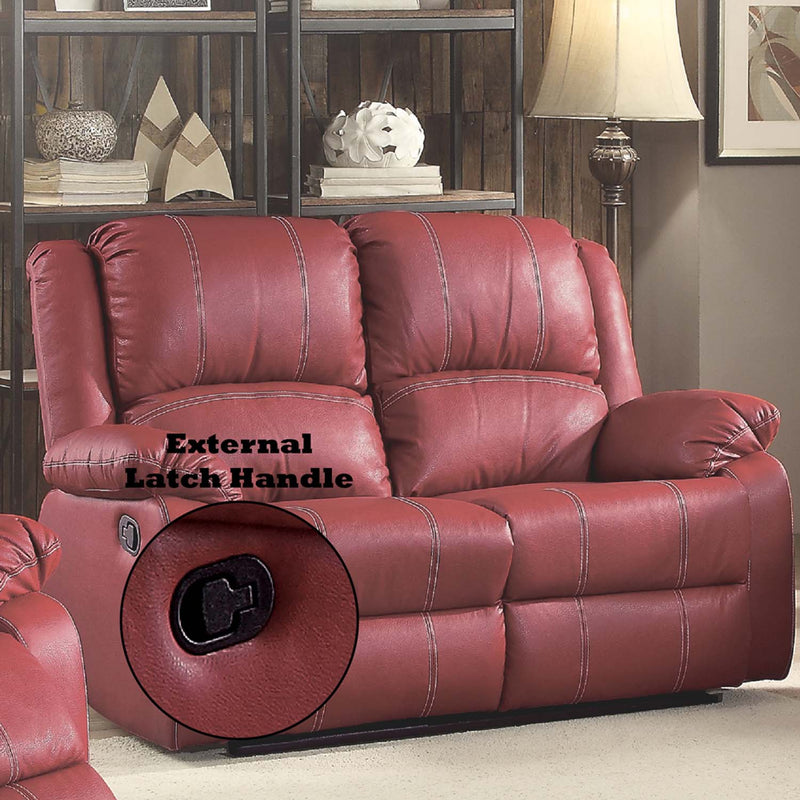 Zuriel Motion 56" Loveseat, Red Faux Leather Acme