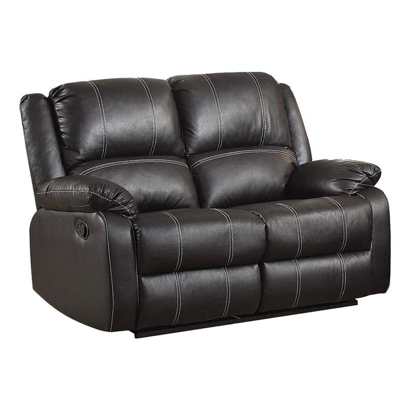 Zuriel Motion 56" Loveseat, Black Faux Leather Acme