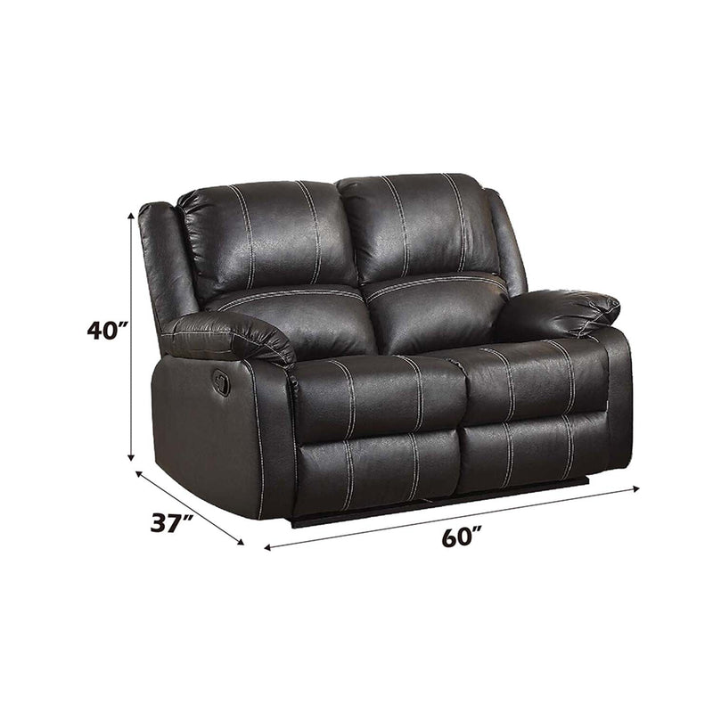 Zuriel Motion 56" Loveseat, Black Faux Leather Acme