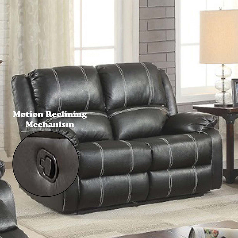 Zuriel Motion 56" Loveseat, Black Faux Leather Acme