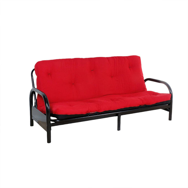 Nabila Full Futon Mattress (6"H), Red & Black Poplin Fabric Acme