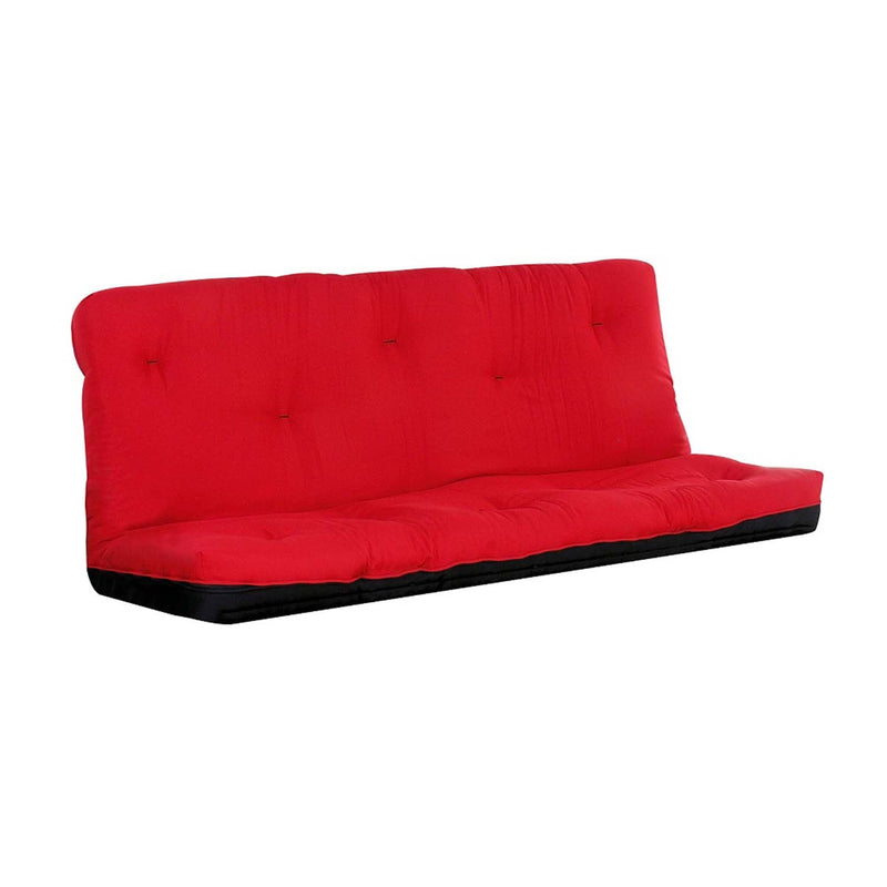 Nabila Full Futon Mattress (8"H), Red & Black Poplin Fabric Acme