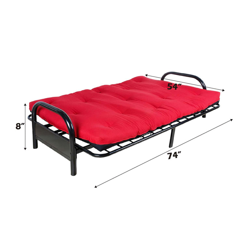 Nabila Full Futon Mattress (8"H), Red & Black Poplin Fabric Acme