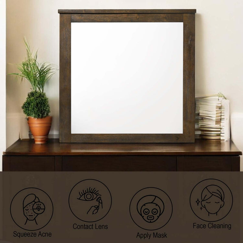 Merrilee 41"x40" Mirror, Oak Finish Acme