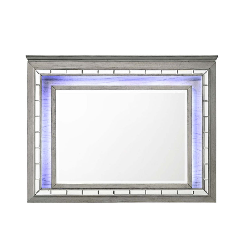 Antares 48"x37" Mirror w/Led, Light Gray Oak Finish Acme