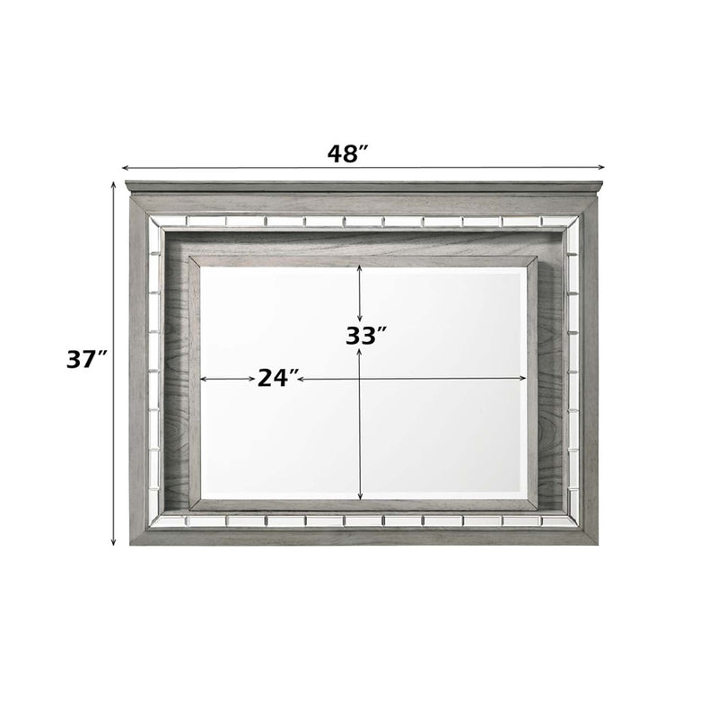 Antares 48"x37" Mirror w/Led, Light Gray Oak Finish Acme