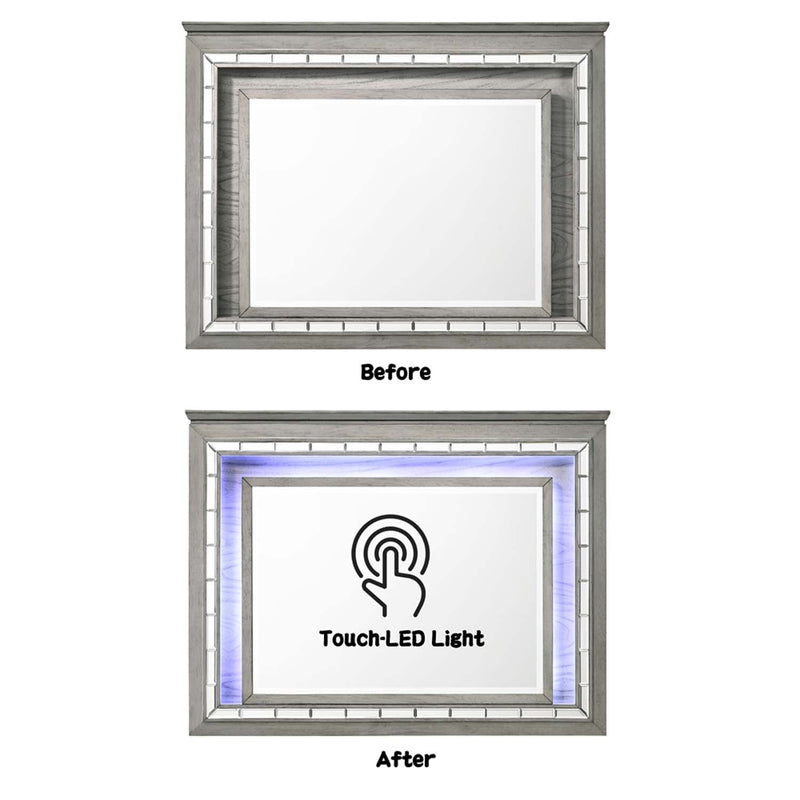 Antares 48"x37" Mirror w/Led, Light Gray Oak Finish Acme