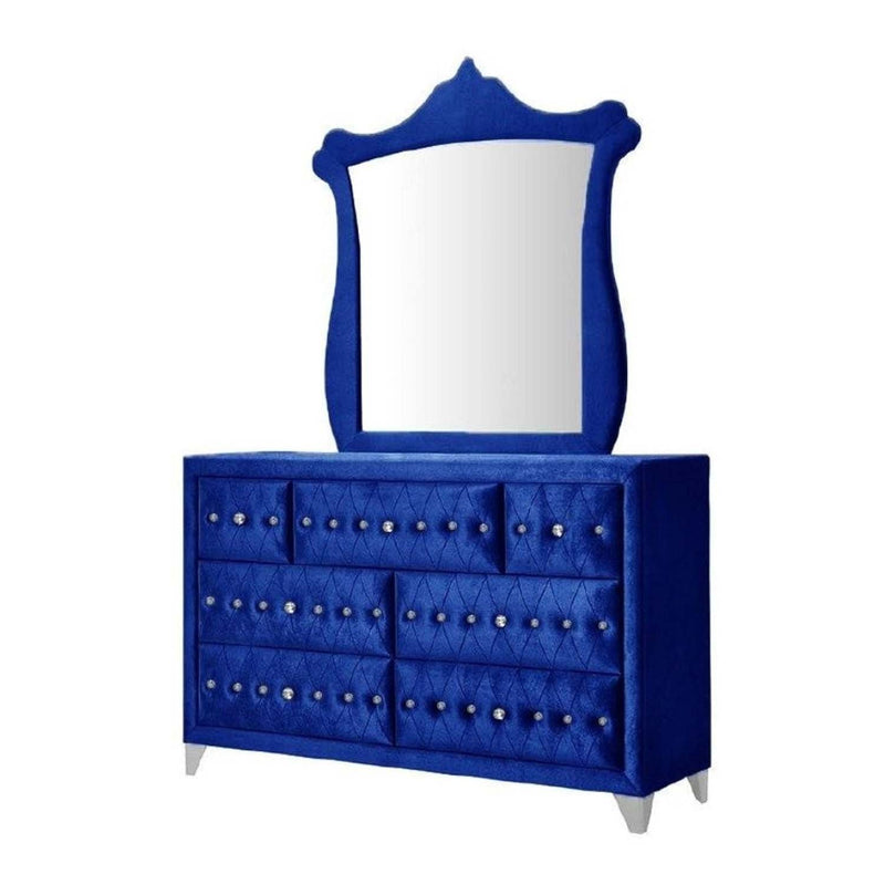 Dante 45"x47" Mirror, Blue Velvet Acme