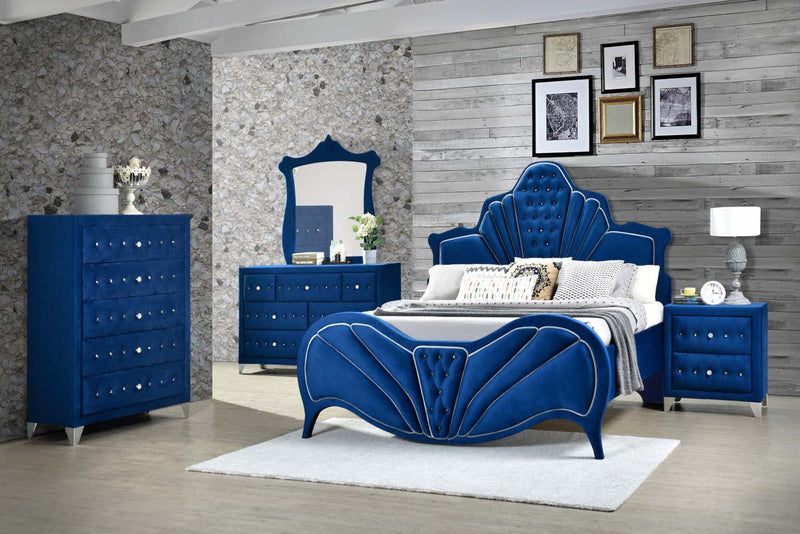 Dante 45"x47" Mirror, Blue Velvet Acme