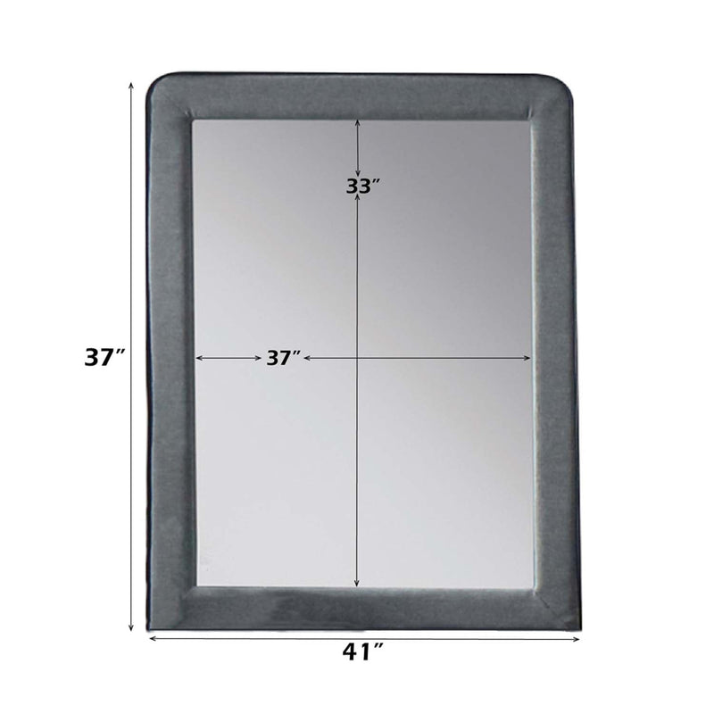 Valda 28"x36" Mirror, Light Gray Fabric Acme