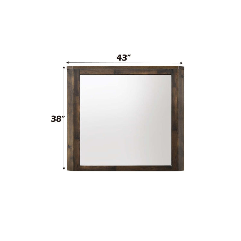 Elettra 43"x38" Mirror, Rustic Walnut Finish Acme