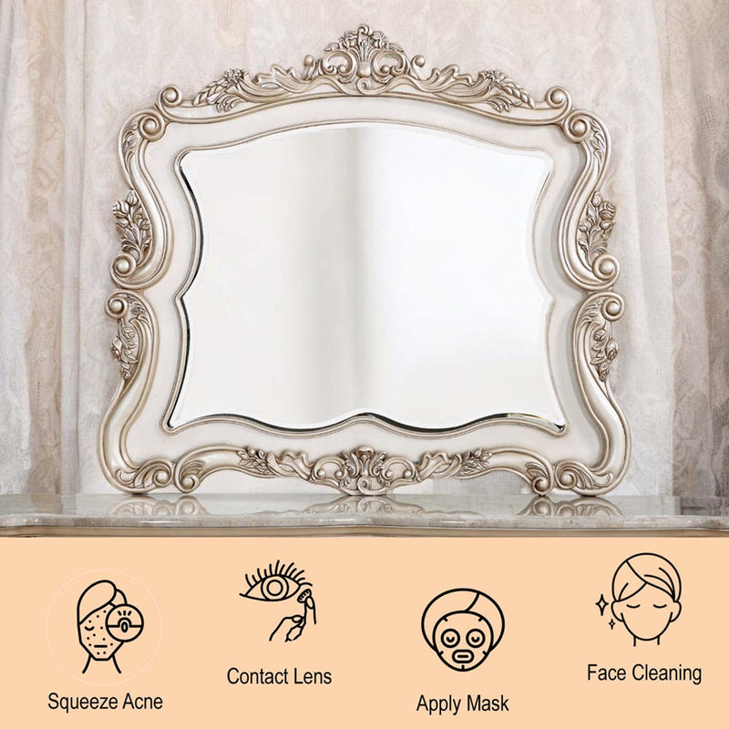 Gorsedd 50"x44" Mirror, Golden Ivory Finish Acme