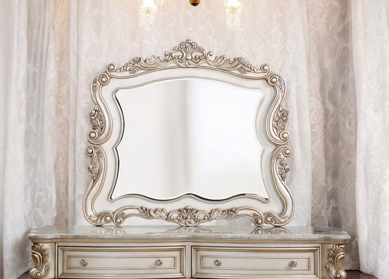 Gorsedd 50"x44" Mirror, Golden Ivory Finish Acme