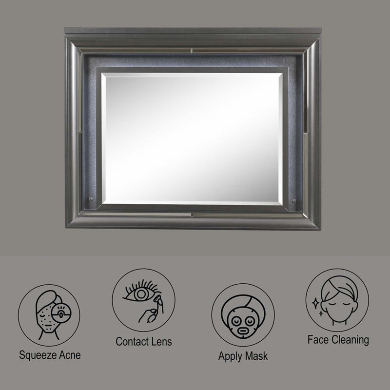 Sawyer 49"x39" Mirror w/Led, Metallic Gray Finish Acme