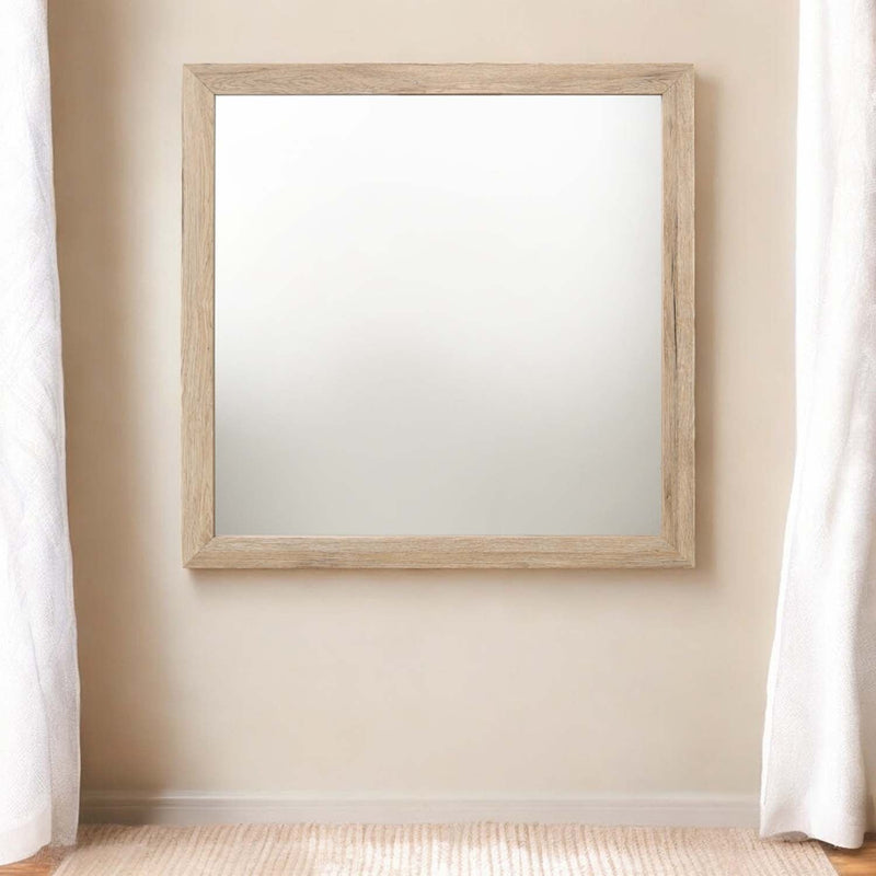 Miquell 40"x40" Mirror, Natural Finish Acme