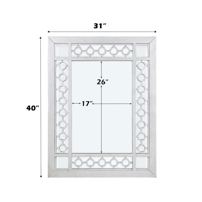 Varian 31"x40" Mirror, Mirrored & Antique Platinum Finish Acme