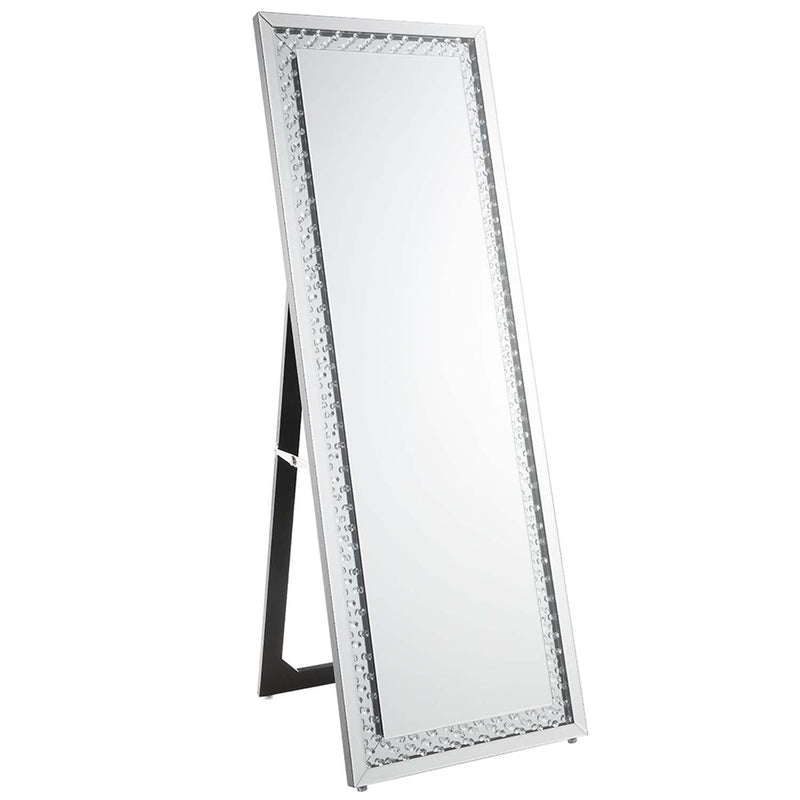 Nysa Floor 22"x63" Mirror, Mirrored & Faux Crystals Acme