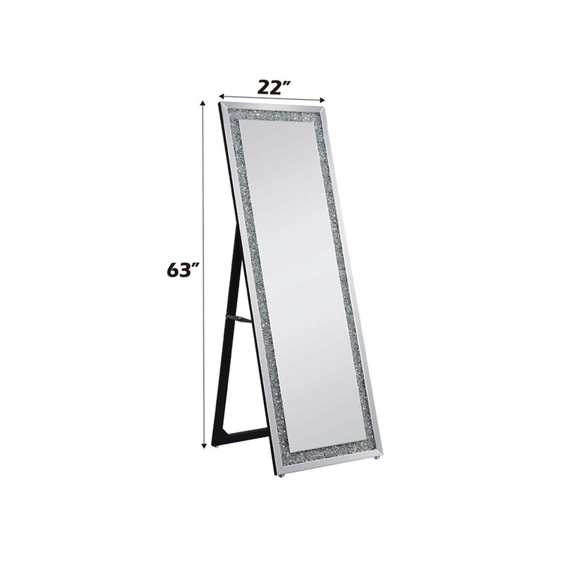 Noralie Floor 22"x63" Mirror, Mirrored & Faux Diamonds Acme