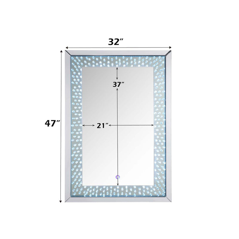 Nysa Accent 32"x47" Mirror w/Led, Mirrored & Faux Crystals Acme