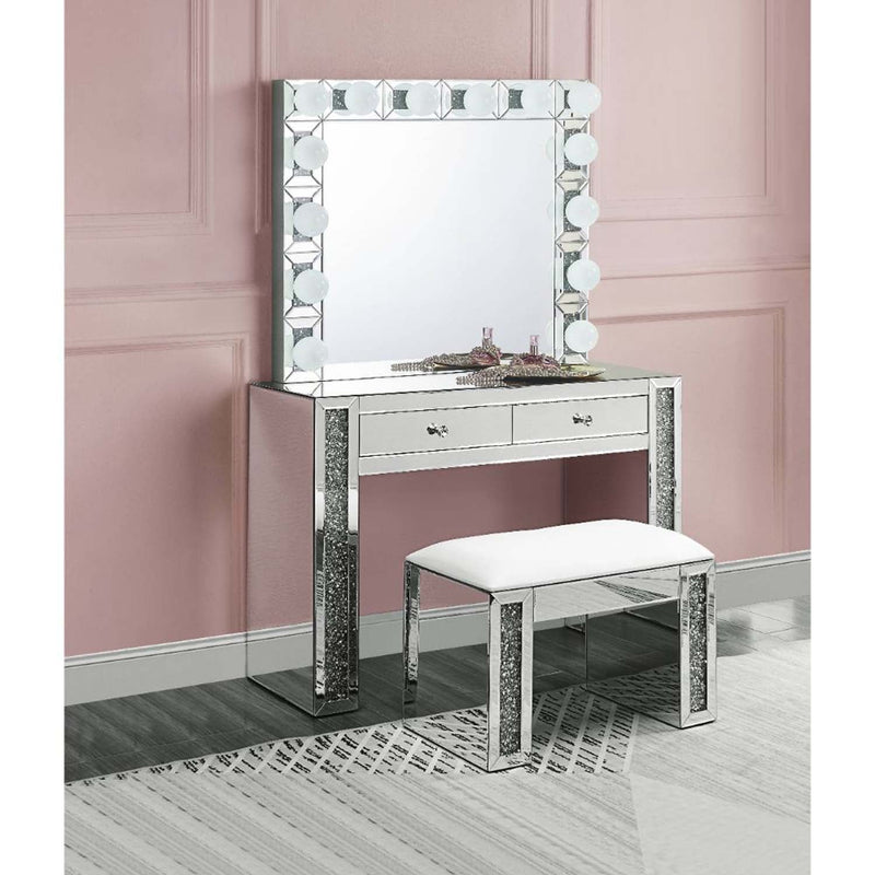 Noralie Accent 32"x28" Mirror, Mirrored & Faux Diamonds Acme