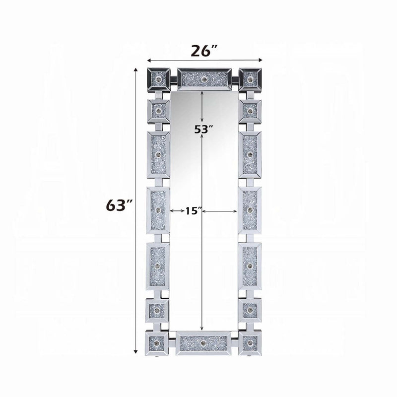 Noralie Floor 26"x63" Mirror, Mirrored & Faux Diamonds Acme