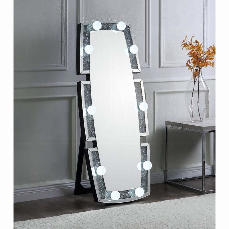 Noralie Floor 26"x63" Mirror, Mirrored & Faux Diamonds Acme