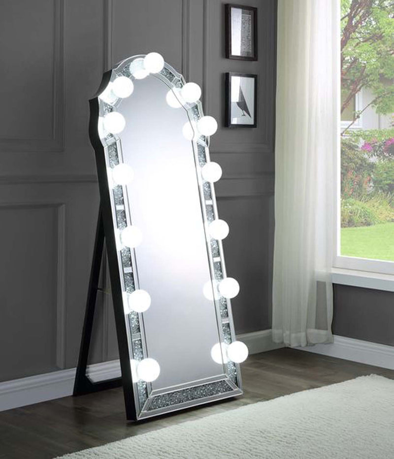 Noralie Floor 27"x63" Mirror, Mirrored & Faux Diamonds Acme