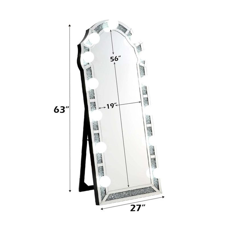 Noralie Floor 27"x63" Mirror, Mirrored & Faux Diamonds Acme