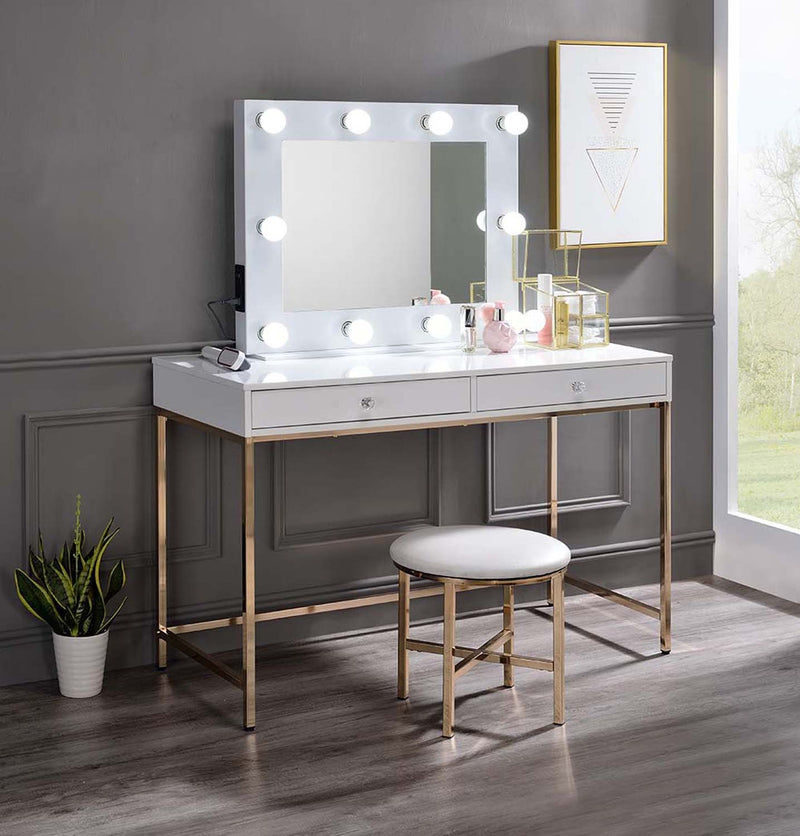 Avery Accent 32"x26" Mirror, White Finish Acme