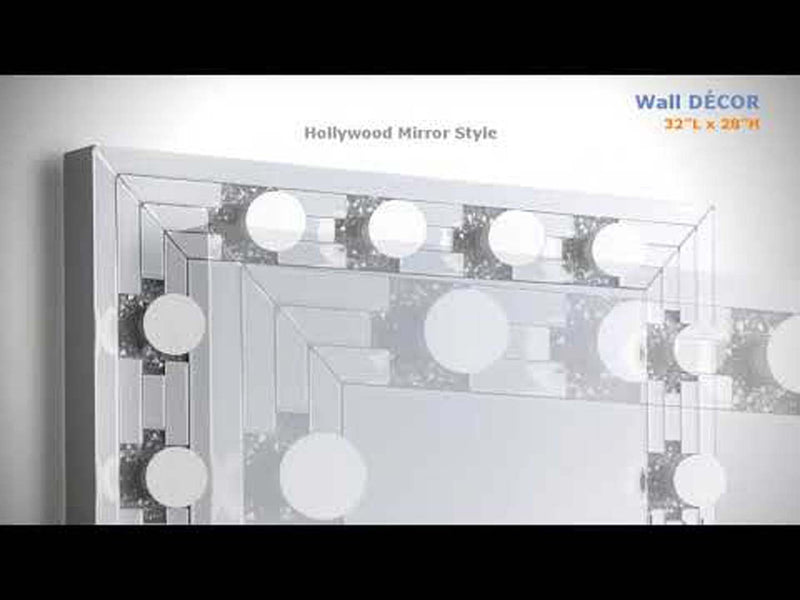Noralie Accent 32"x28" Mirror, Mirrored & Faux Diamonds Acme