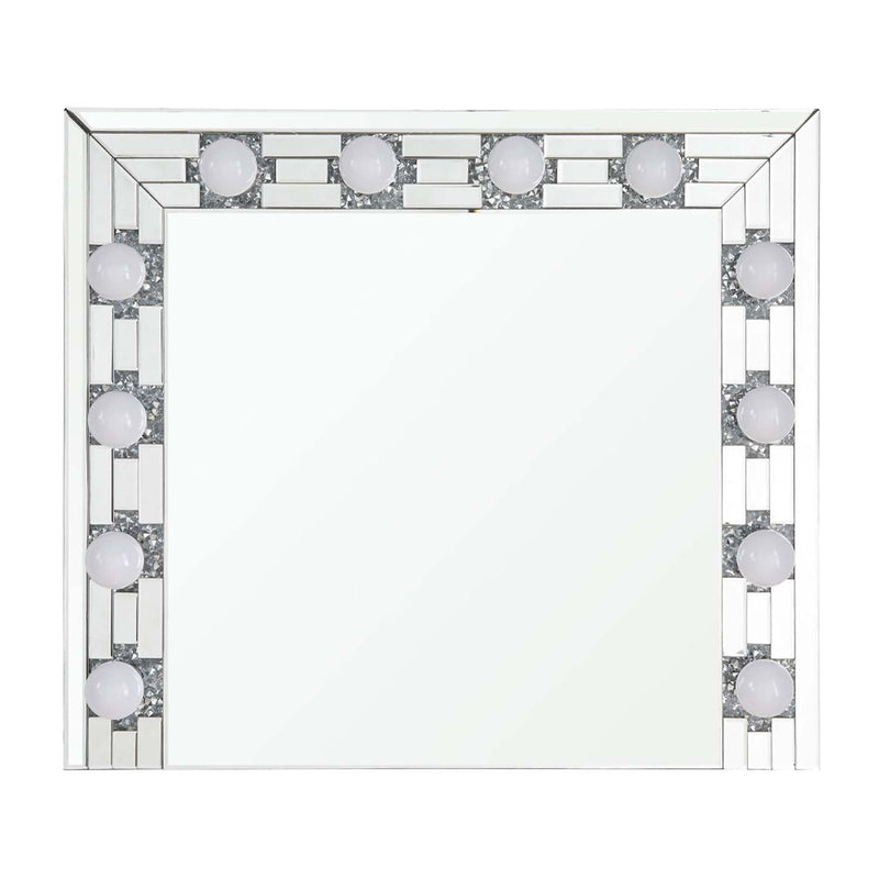 Noralie Accent 32"x28" Mirror, Mirrored & Faux Diamonds Acme