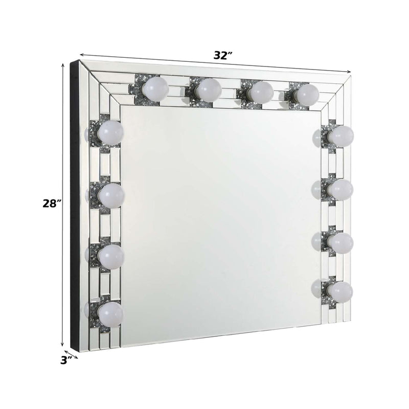 Noralie Accent 32"x28" Mirror, Mirrored & Faux Diamonds Acme