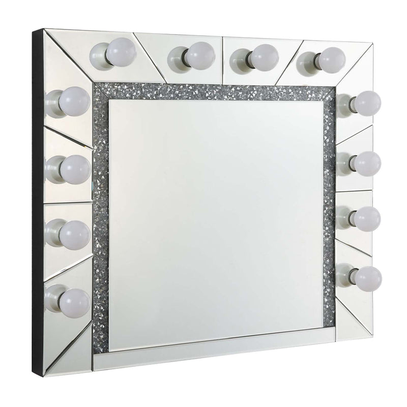 Noralie Accent 32"x28" Mirror, Mirrored & Faux Diamonds Acme