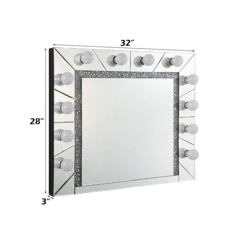 Noralie Accent 32"x28" Mirror, Mirrored & Faux Diamonds Acme