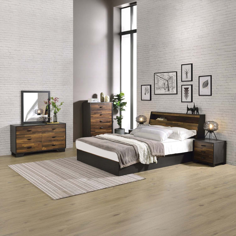 Eos 28"x32" Mirror, Walnut & Black Finish Acme
