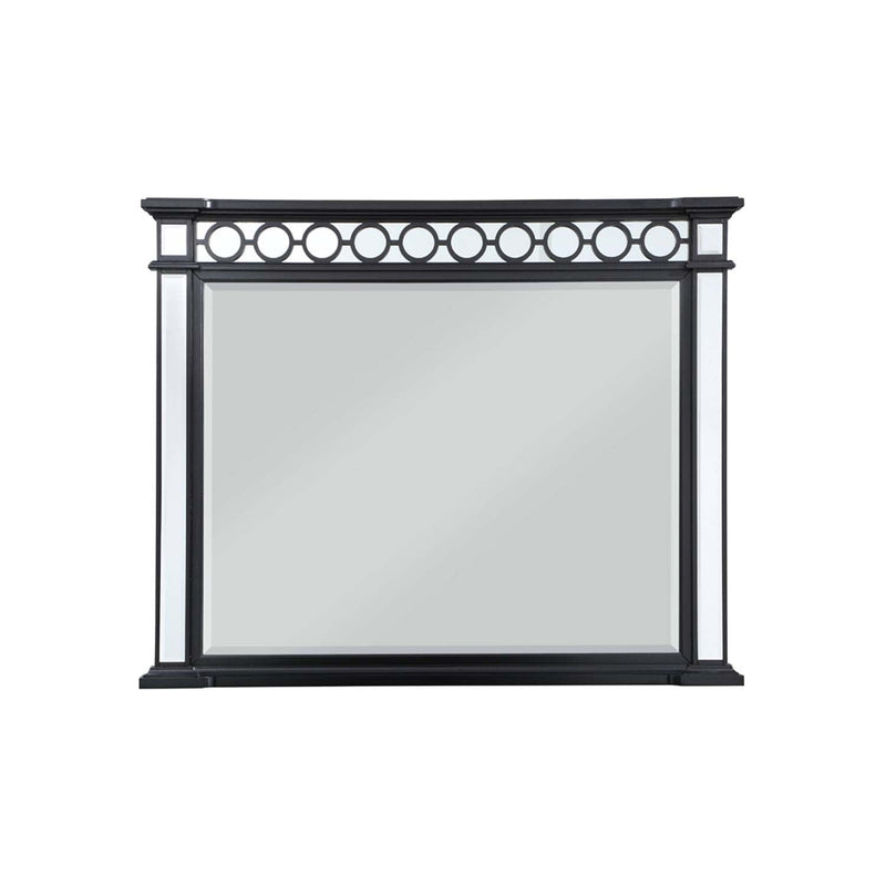 Varian II 52"x42" Mirror, Mirrored, Black & Sliver Finish Acme