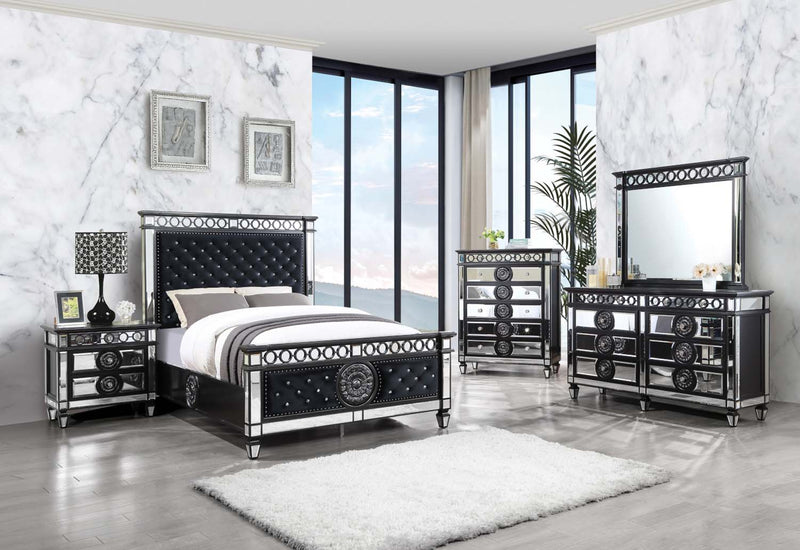 Varian II 52"x42" Mirror, Mirrored, Black & Sliver Finish Acme