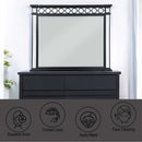 Varian II 52"x42" Mirror, Mirrored, Black & Sliver Finish Acme