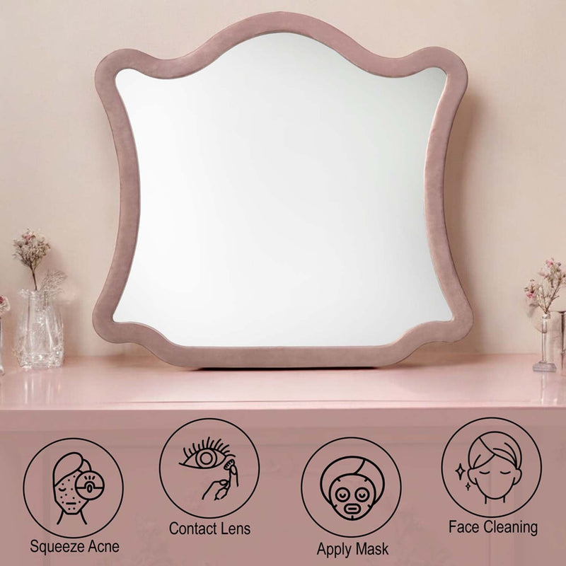 Salonia 41"x43" Mirror, Pink Velvet Acme