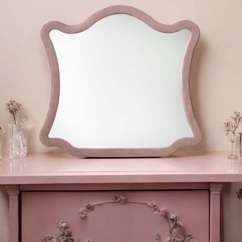 Salonia 41"x43" Mirror, Pink Velvet Acme