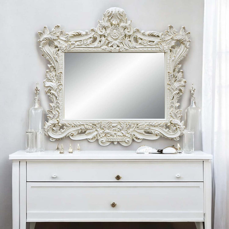 Adara 62"x54" Mirror, Antique White Finish Acme