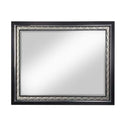 Nicola 46"x34" Mirror, Silver Faux Leather & Black Finish Acme