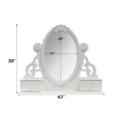 Flora 47"x38" Mirror w/Jewlery, White Finish Acme